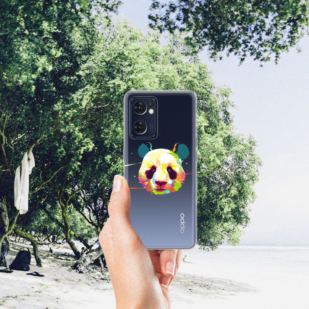 OPPO Reno 7 5G | Find X5 Lite Telefoonhoesje met Naam Panda Color ontwerp achterkant hand natuur
