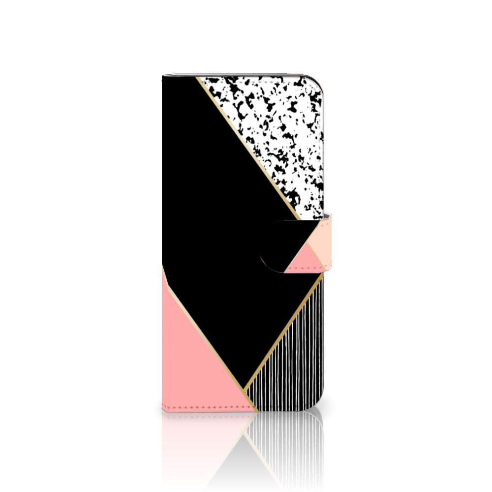 OPPO Reno10 | 10 Pro Book Case Zwart Roze Vormen geometrisch ontwerp zwart roze