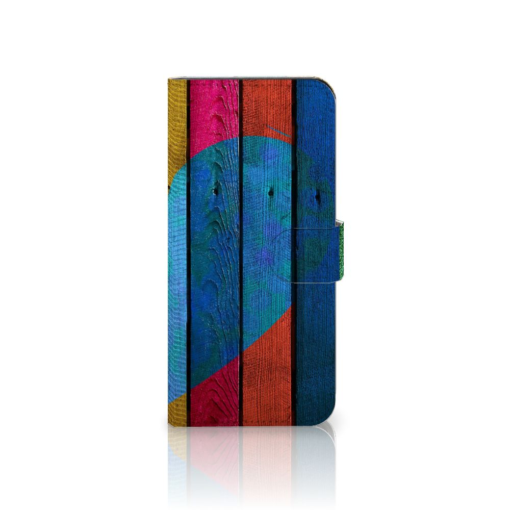 OPPO Reno10 10 Pro Book Style Case Wood Heart vooraanzicht