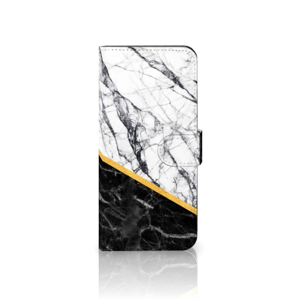 OPPO Reno10 | 10 Pro Bookcase Marmer Wit Zwart design marmer zwart wit aanzicht