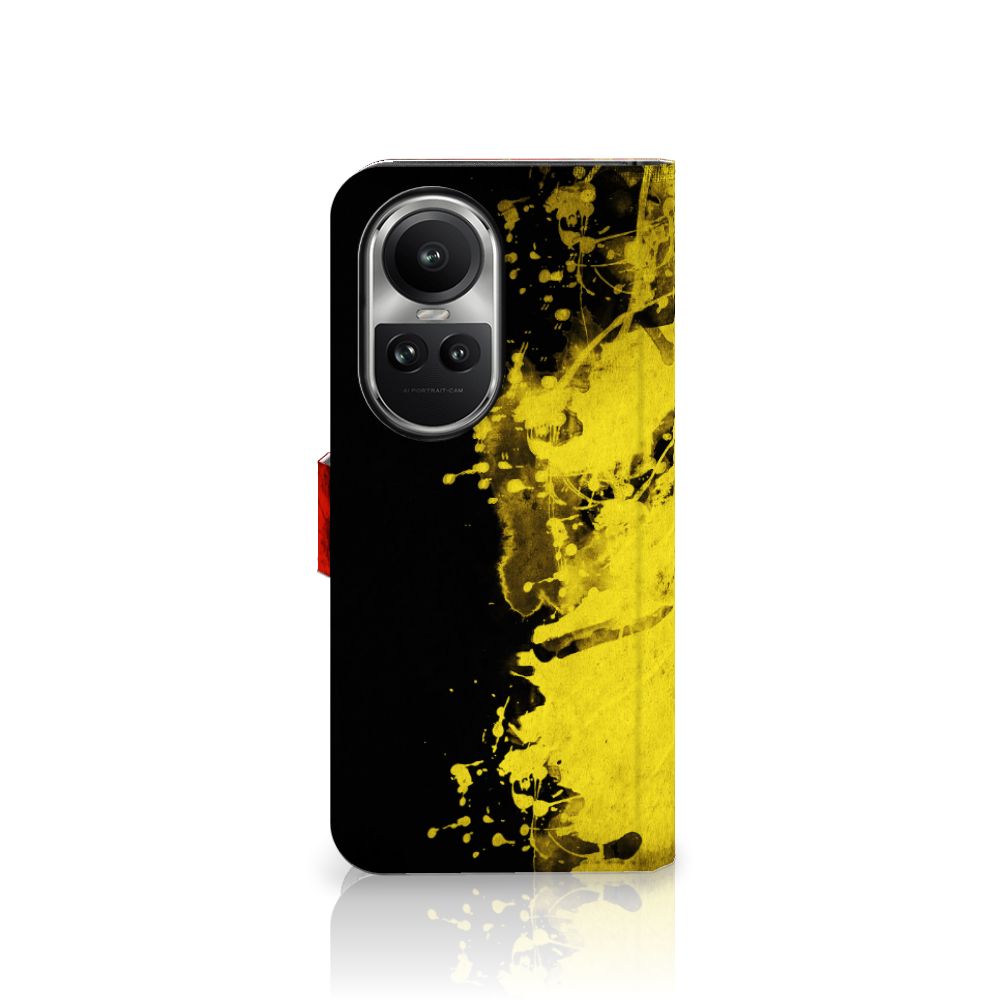 OPPO Reno10 10 Pro Bookstyle Case België design hoesje zwart geel aanzicht