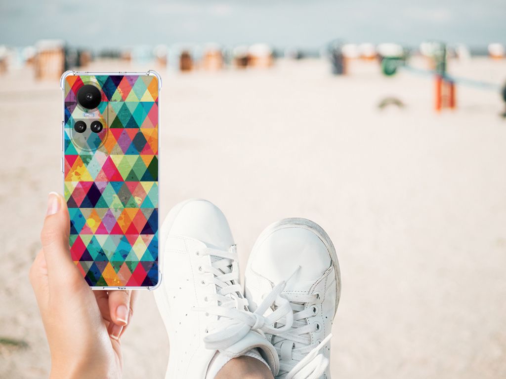 OPPO Reno10 | 10 Pro Doorzichtige Silicone Hoesje Geruit hand strand