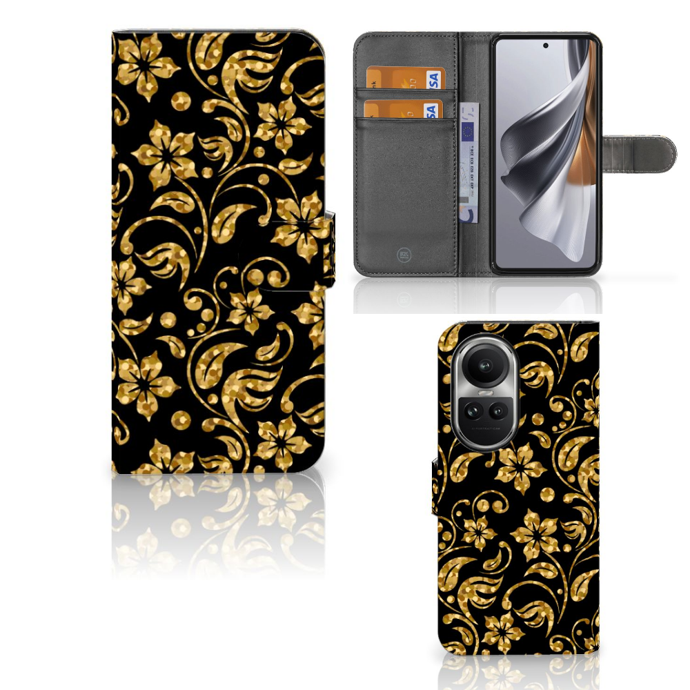 OPPO Reno10 | 10 Pro Hoesje Gouden Bloemen