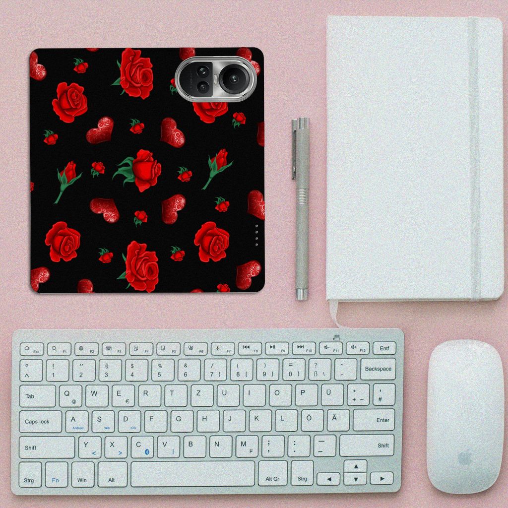 OPPO Reno10 | 10 Pro Magnet Case Valentine bloemen design bovenaanzicht