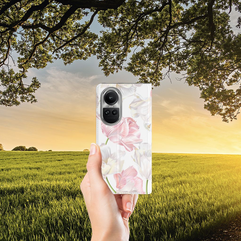 OPPO Reno10 | 10 Pro Smart Cover Lovely Flowers bloemen hand aanzicht