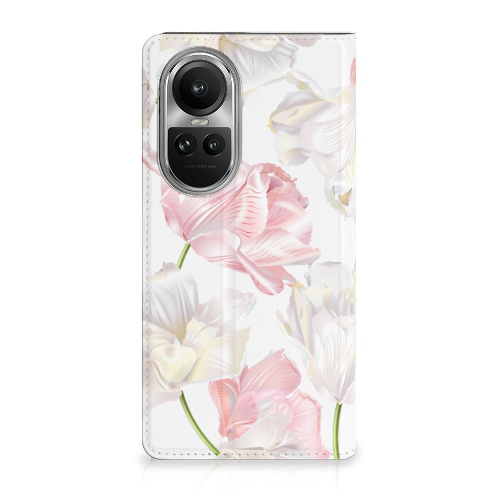 OPPO Reno10 | 10 Pro Smart Cover Lovely Flowers bloemen roze wit voorzijde
