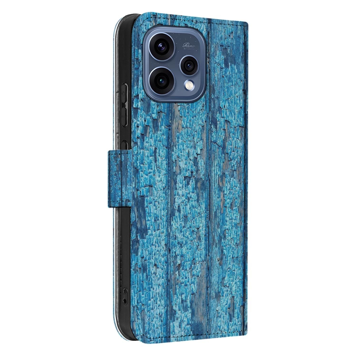 OPPO Reno15 bookcase hoesje Blauw Hout – hoesje in de hand