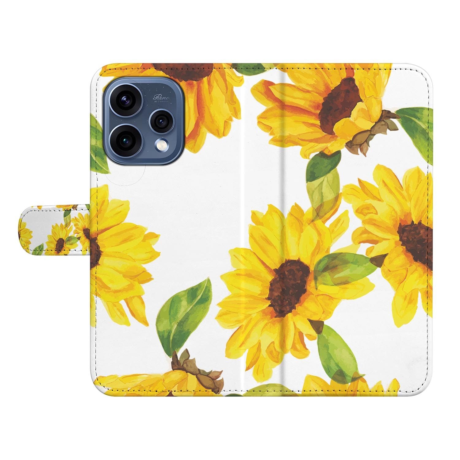 OPPO Reno15 portemonnee hoesje Zonnebloemen – binnenzijde met TPU-houder