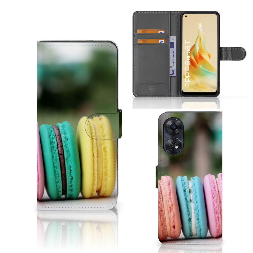 OPPO Reno8 T 4G Book Cover Macarons design macarons voorkant achterkant