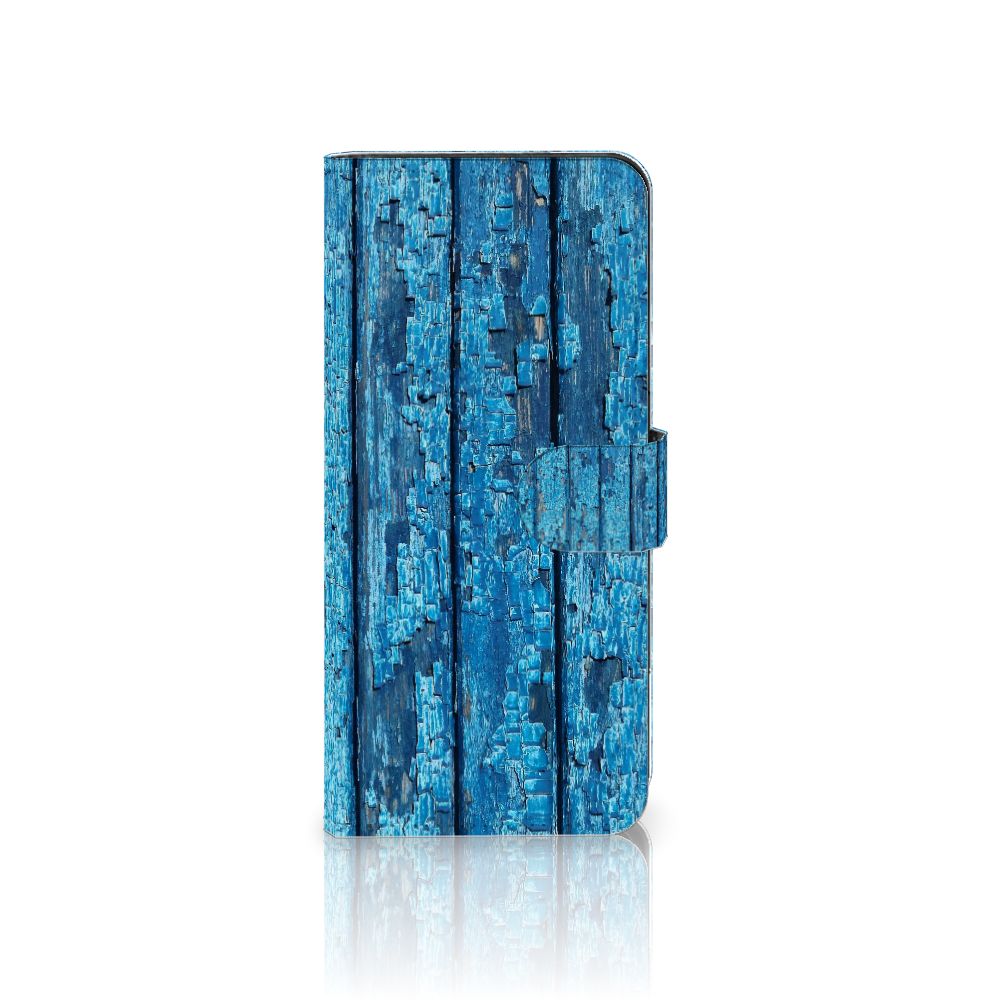 OPPO Reno8 T 4G Book Style Case Wood Blue boekhoesje design blauw hout aanzicht