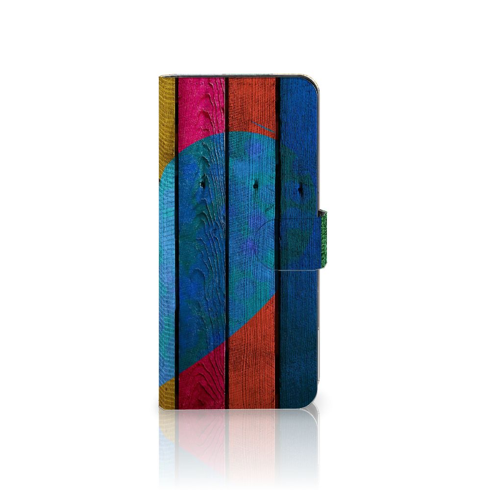 OPPO Reno8 T 4G Book Style Case Wood Heart Boekhoesje Houten Hart Kleur