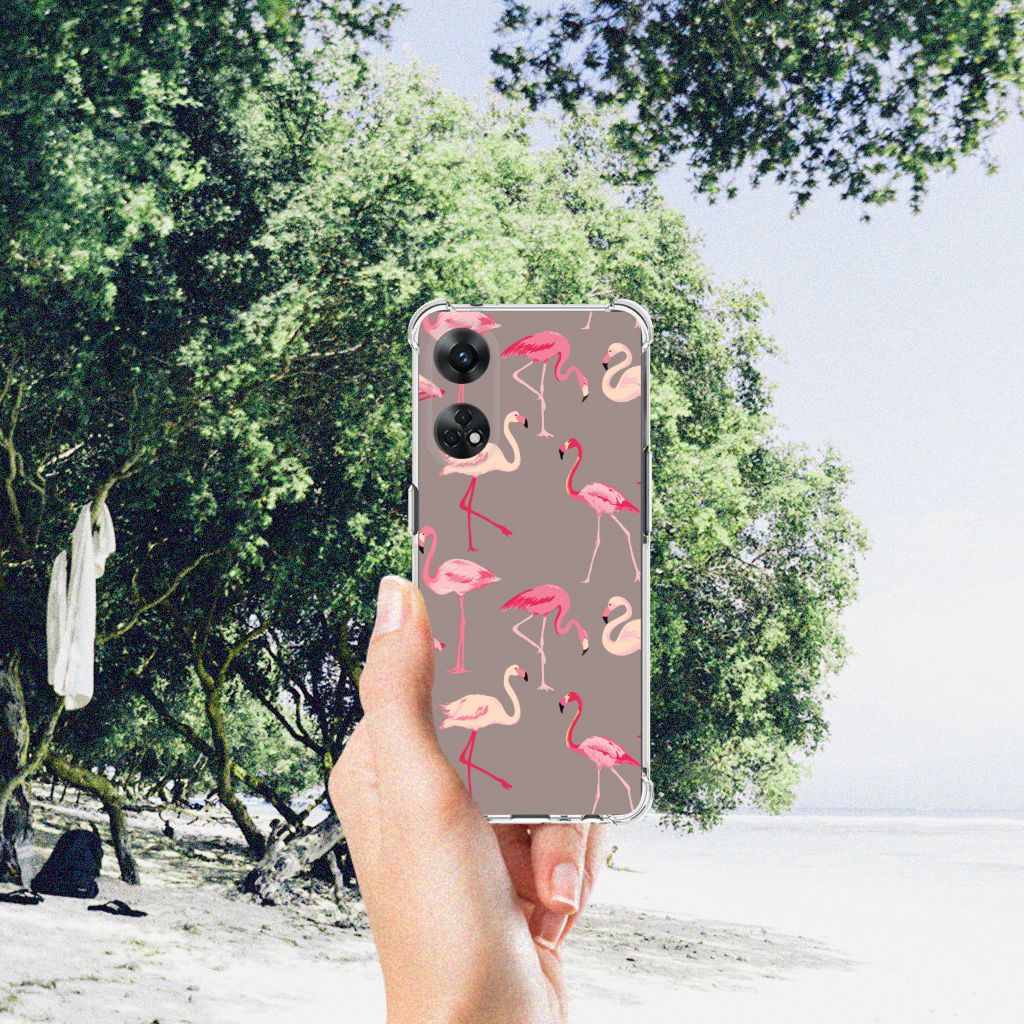 OPPO Reno8 T 4G Case Anti-shock Flamingo achterkant design flamingo