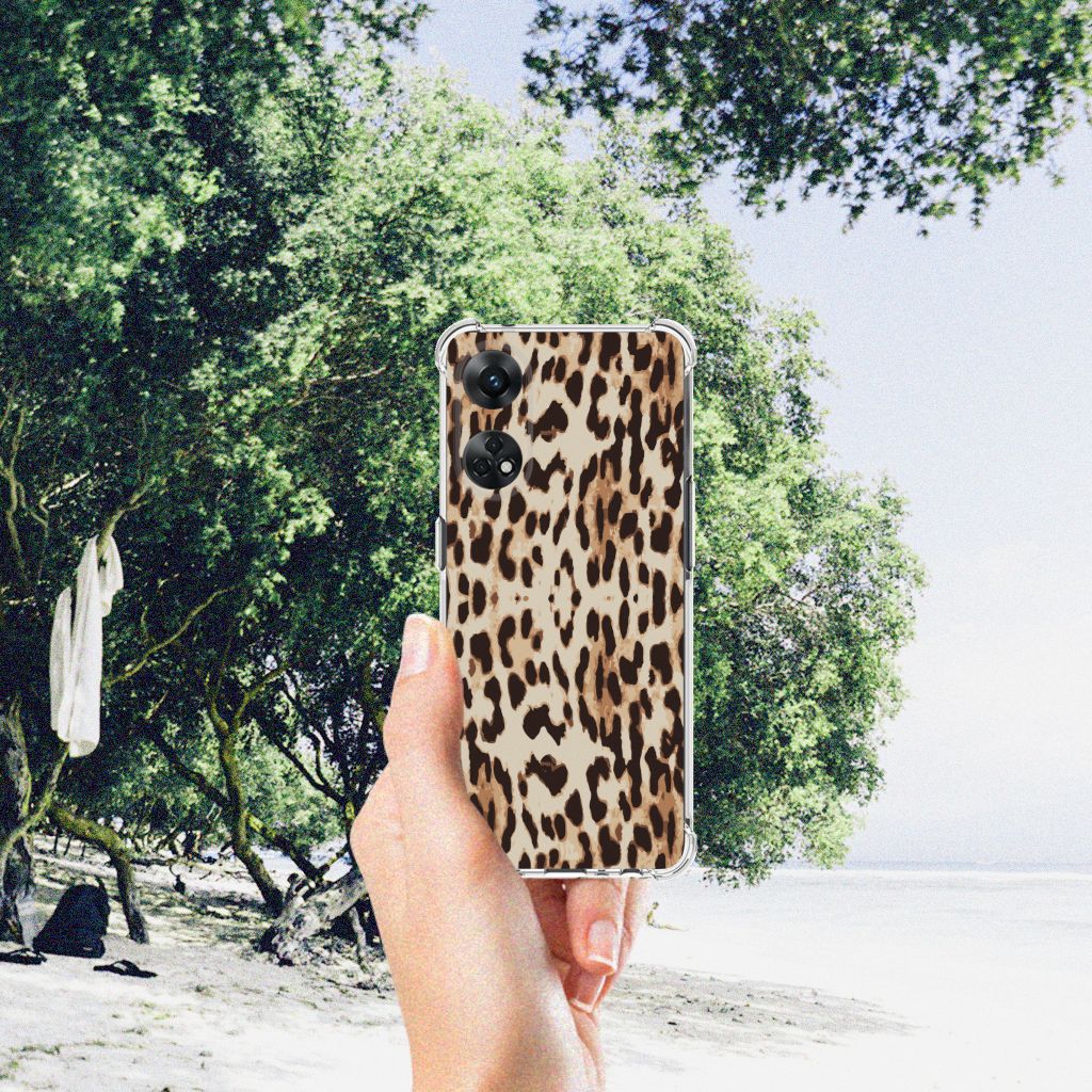 OPPO Reno8 T 4G Case Anti-shock Leopard achterkant hand strand