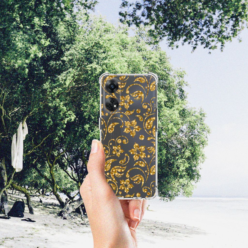 OPPO Reno8 T 4G Case Gouden Bloemen B2C Telecom