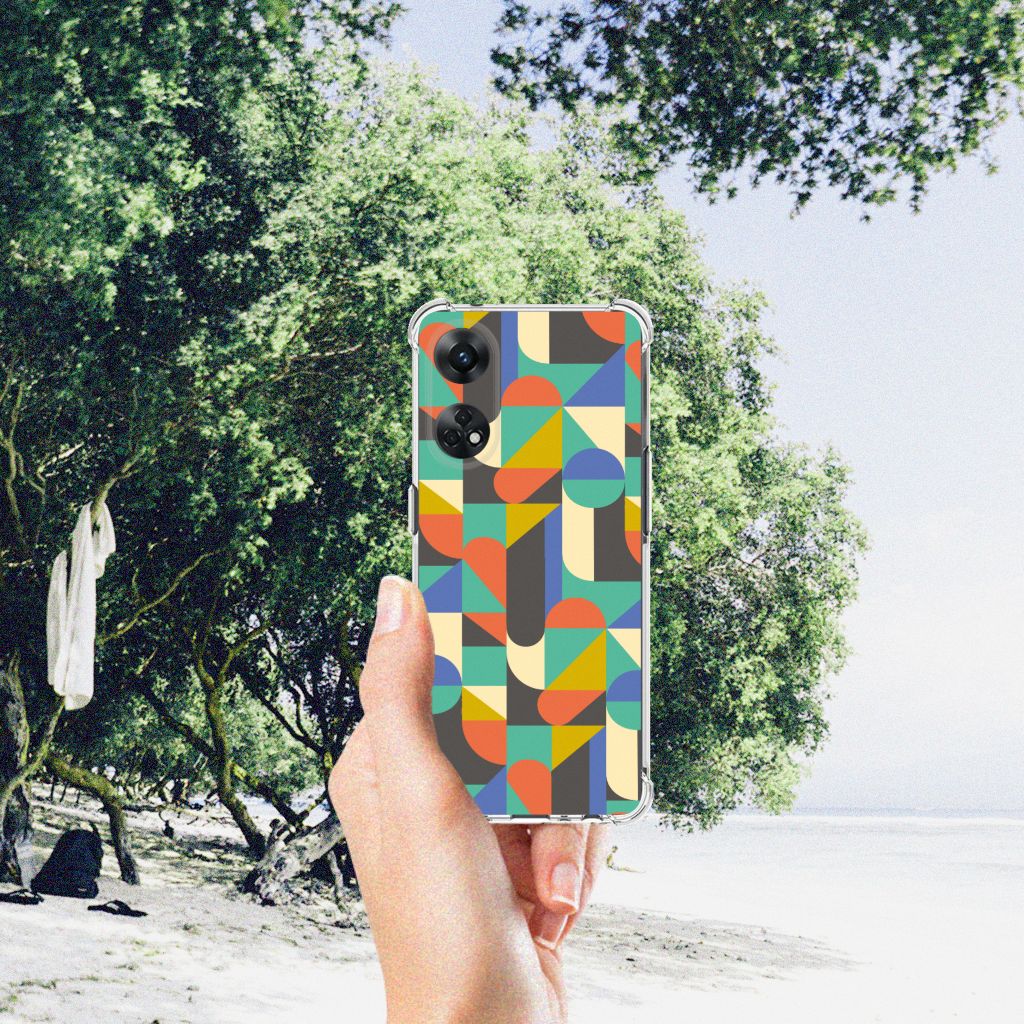 OPPO Reno8 T 4G Doorzichtige Silicone Hoesje Funky Retro design hand strand
