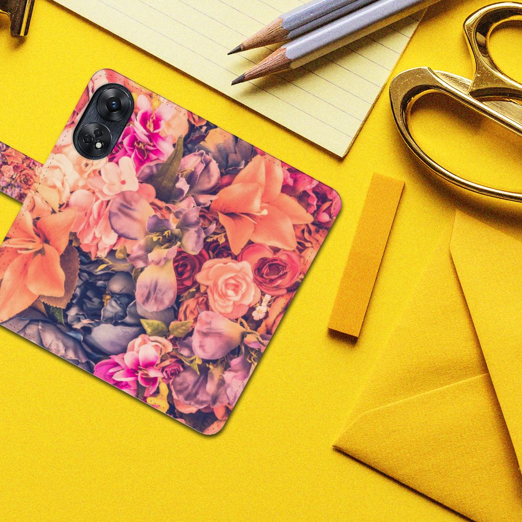 OPPO Reno8 T 4G Hoesje Bosje Bloemen bloemen patroon hoek