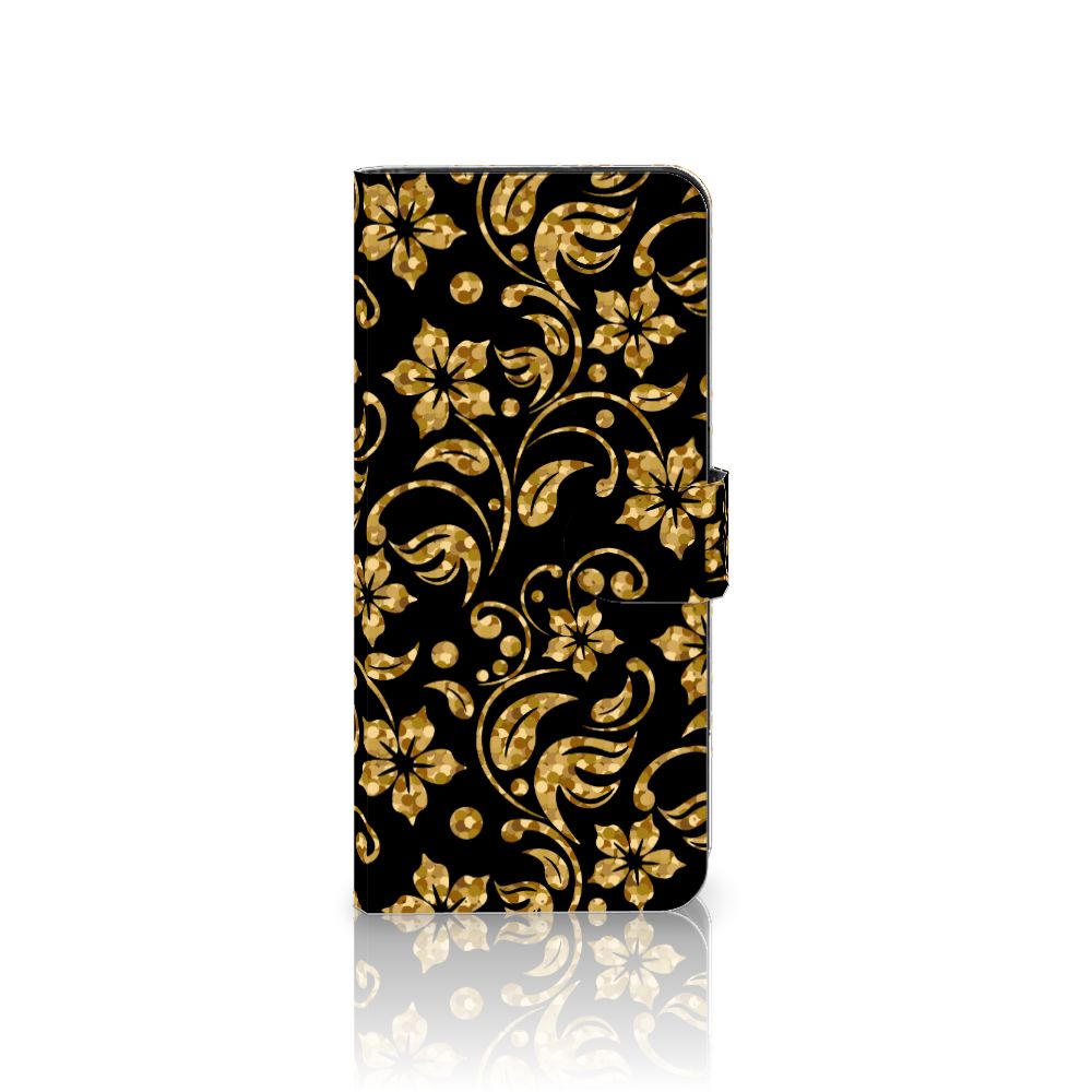 OPPO Reno8 T 4G Hoesje Gouden Bloemen telefoonhoesje design gouden bloemen aanzicht