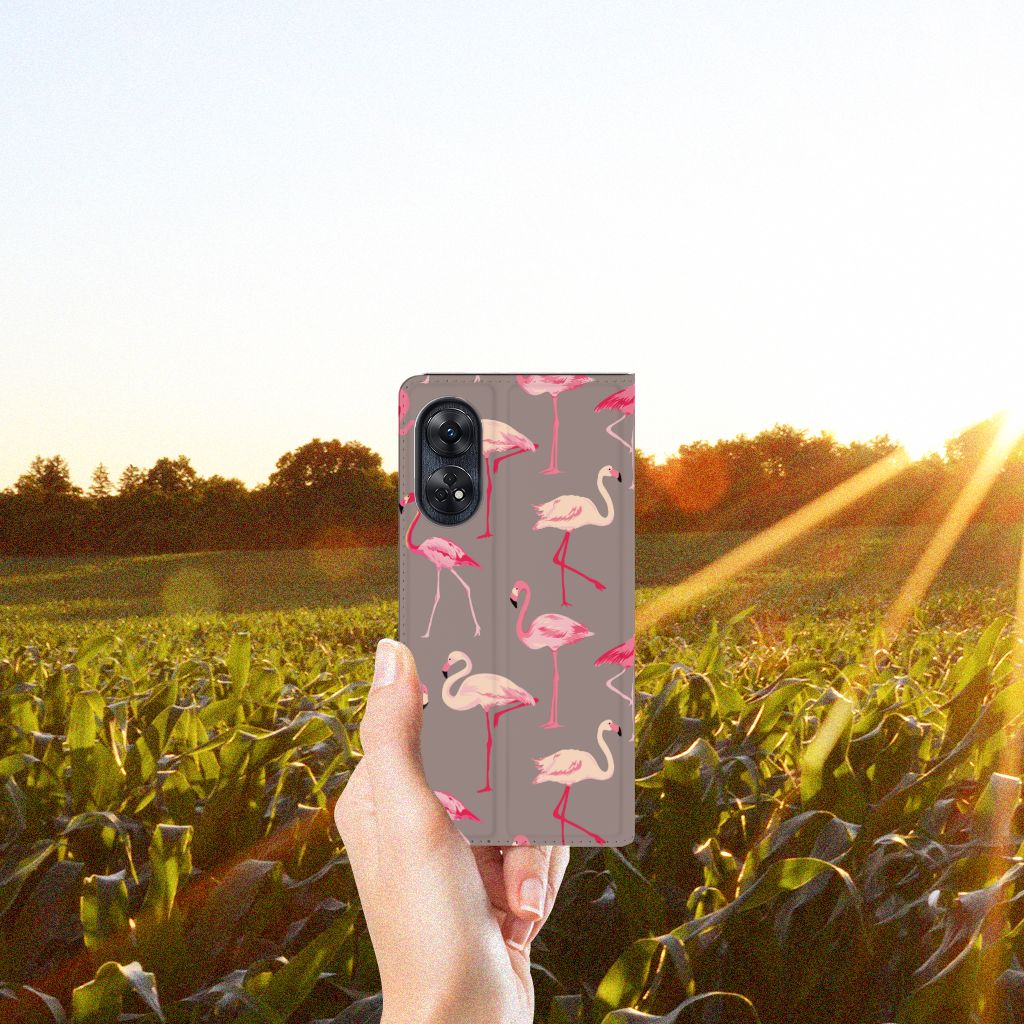 OPPO Reno8 T 4G Hoesje maken Flamingo flamingo dessin hand natuur