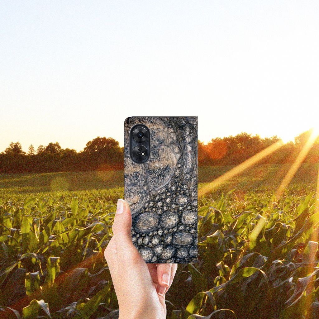 OPPO Reno8 T 4G Hoesje maken Krokodillenprint telefoonhoesje krokodillenprint hand zon