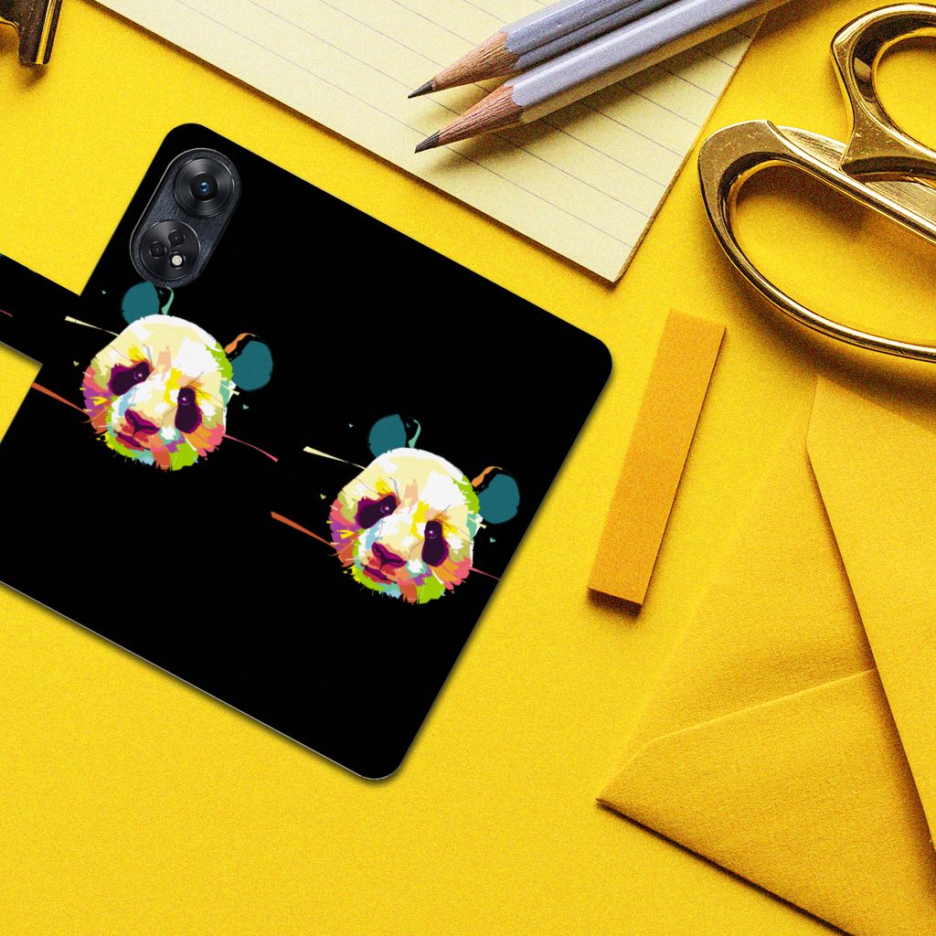 OPPO Reno8 T 4G Leuk Hoesje Panda Color hoesje panda design voorkant