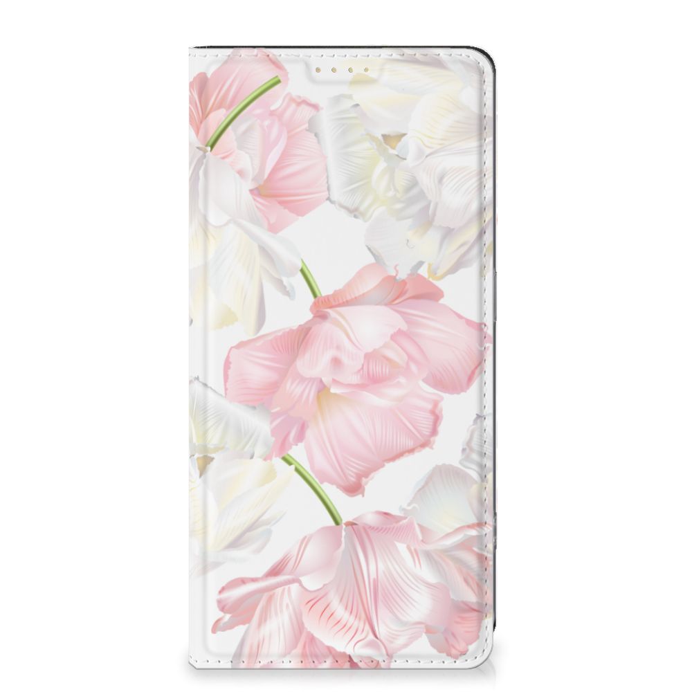 OPPO Reno8 T 4G Smart Cover Lovely Flowers bloemen roze wit voorkant