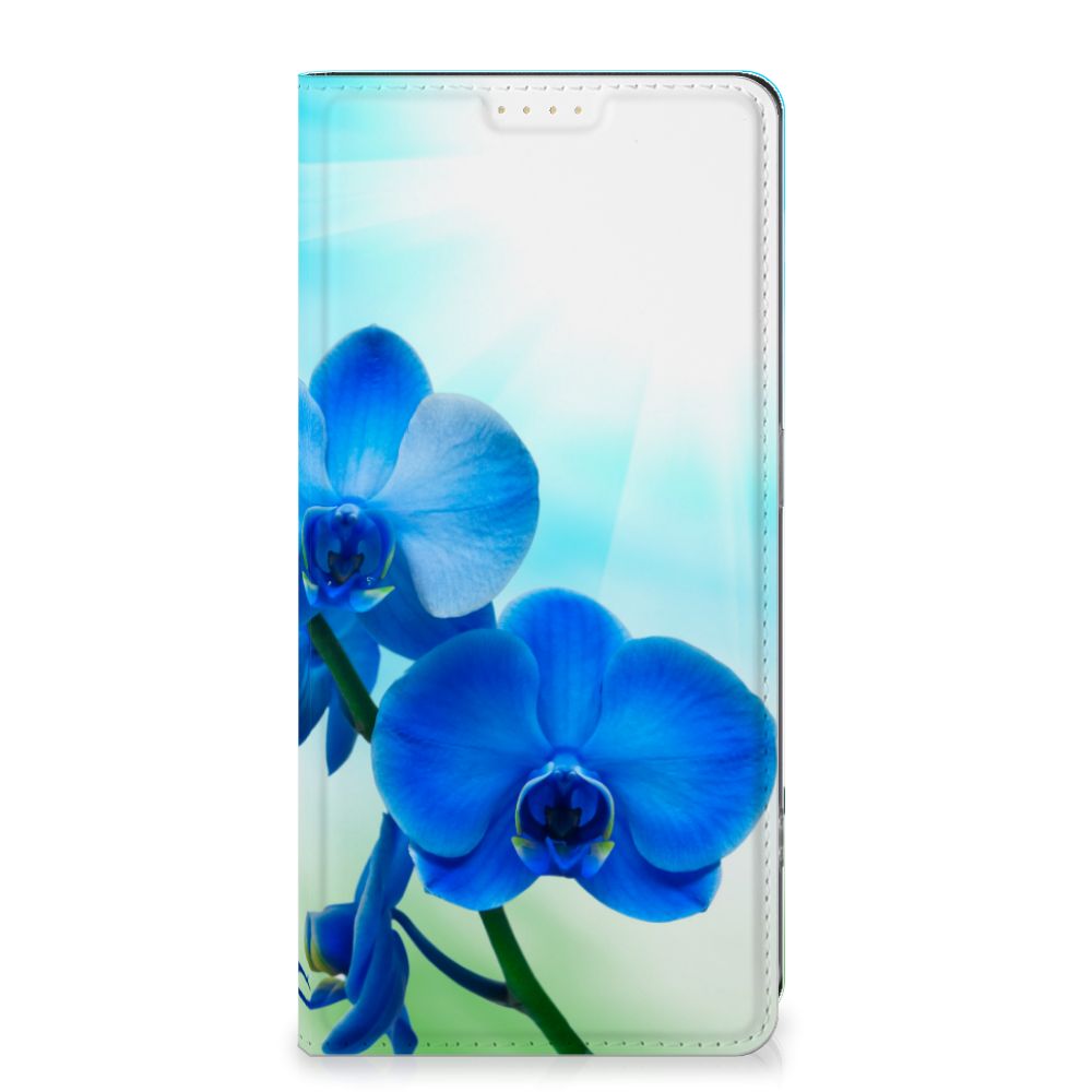OPPO Reno8 T 4G Smart Cover Orchidee Blauw - Cadeau voor je Moeder met elegante blauwe orchideeën 🌸.