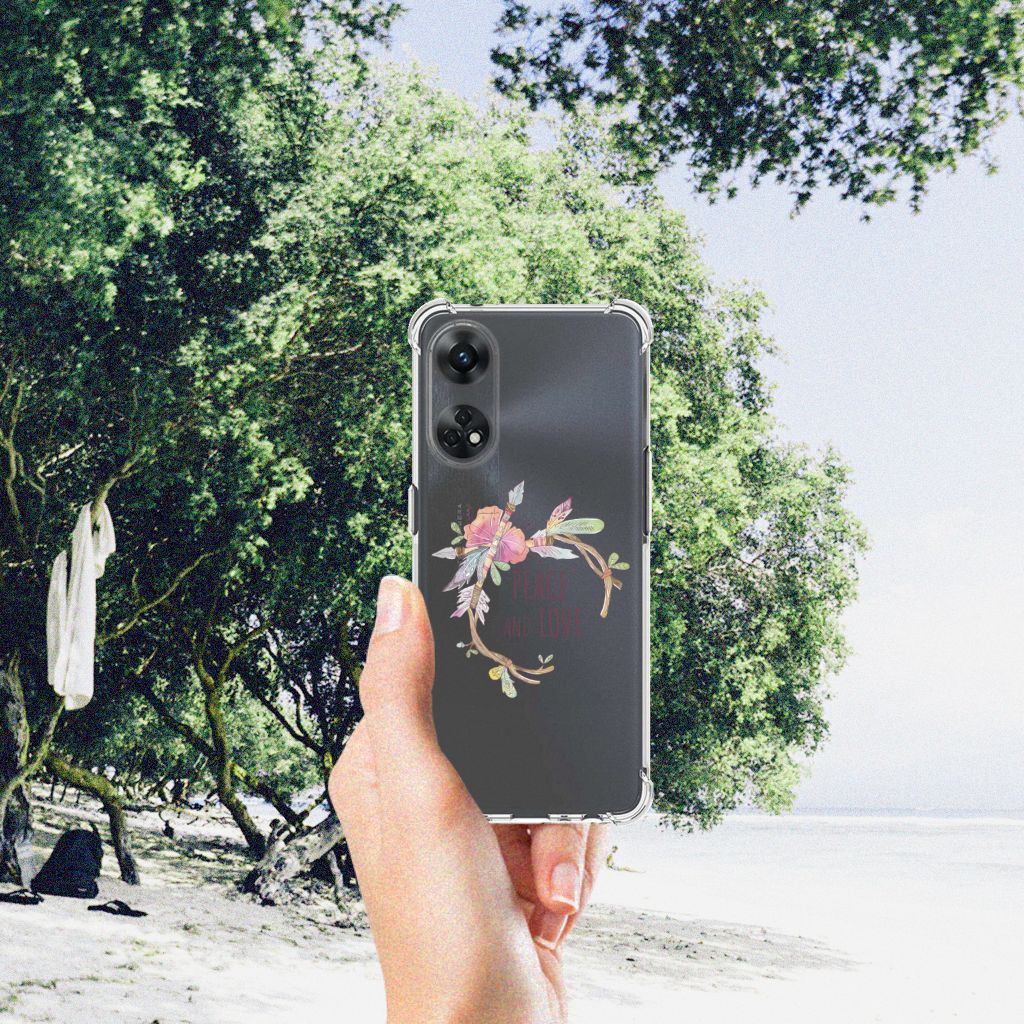 OPPO Reno8 T 4G Stevig Bumper Hoesje Boho Text hand strand natuur