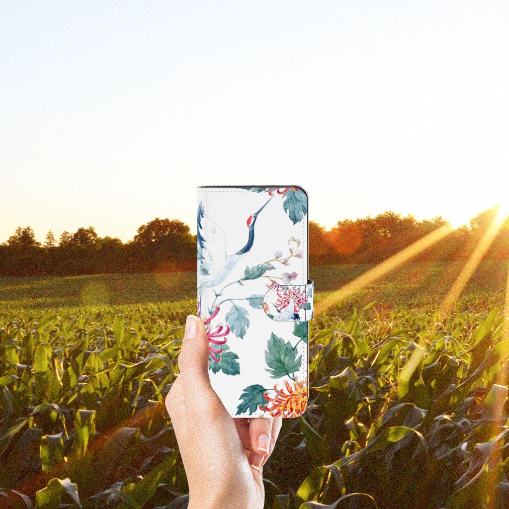 OPPO Reno8 T 4G Telefoonhoesje met Pasjes Bird Flowers design hand zonlicht