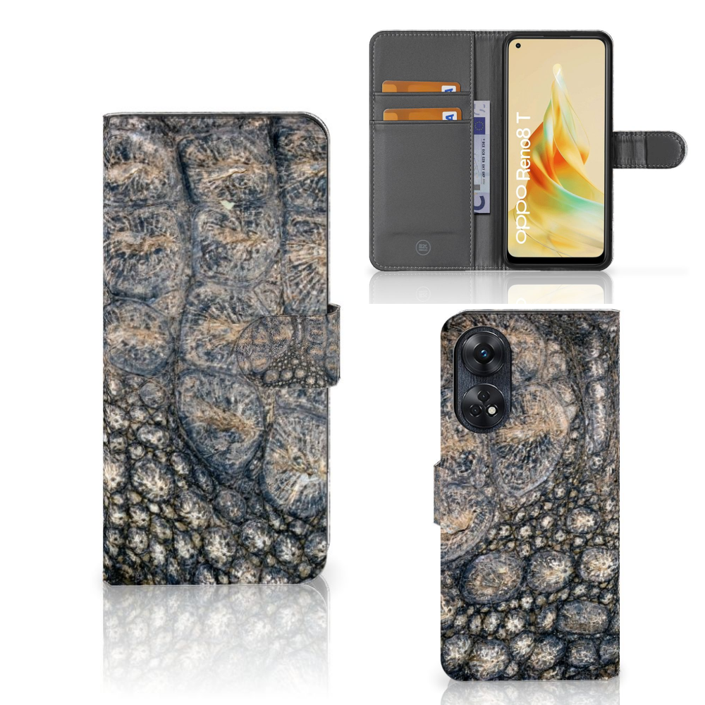 OPPO Reno8 T 4G Telefoonhoesje met Pasjes Krokodillenprint krokodillenprint hoesje aanzicht