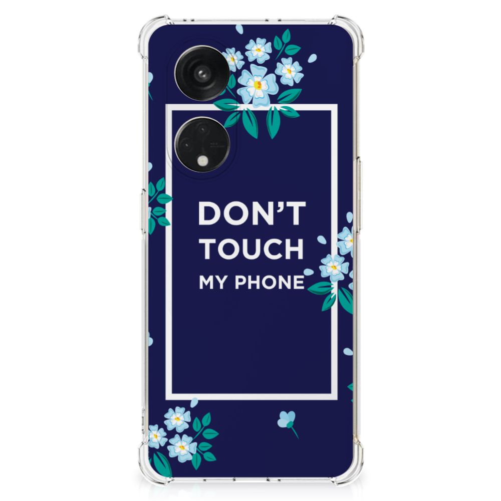 OPPO Reno8 T 5G Anti Shock Case Flowers Blue DTMP voorkant