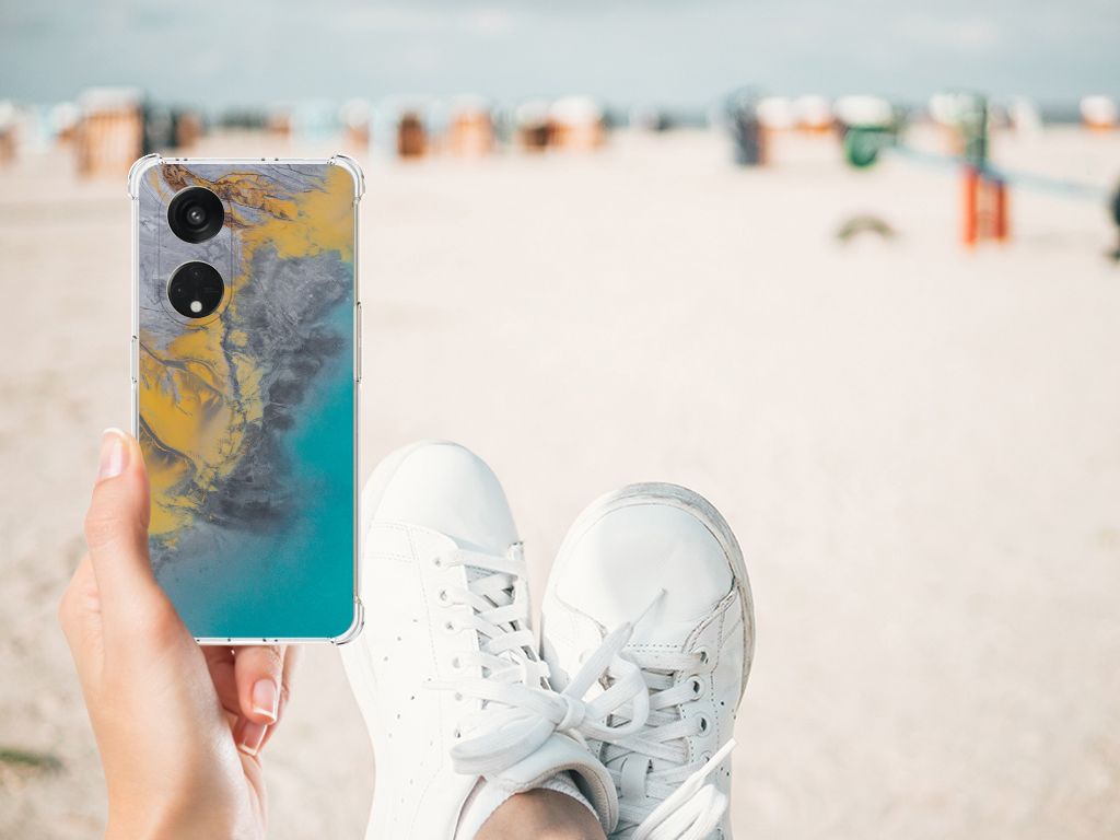 OPPO Reno8 T 5G Anti-Shock Hoesje Marble Blue Gold B2C Telecom