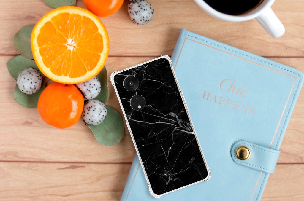 OPPO Reno8 T 5G Anti-Shock Hoesje Marmer Zwart - Origineel Cadeau Vader B2C Telecom