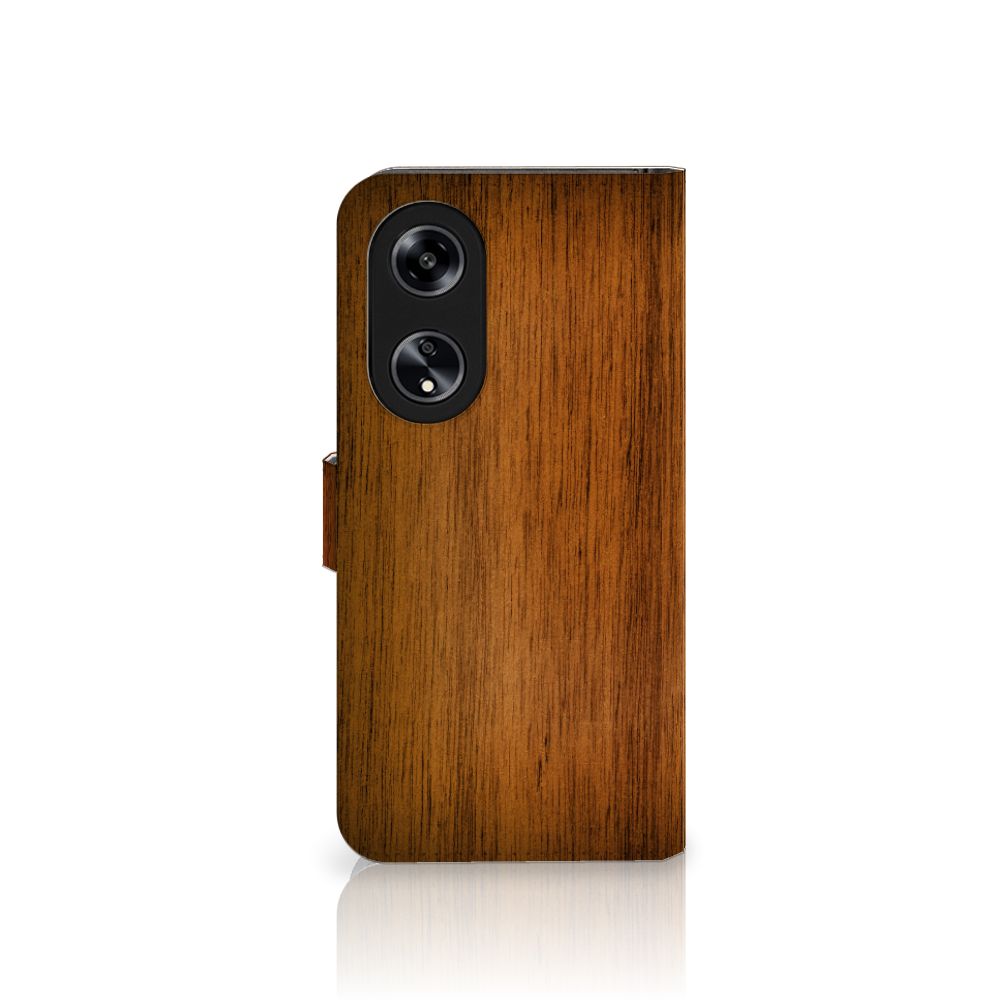 OPPO Reno8 T 5G Book Style Case Donker Hout design achterkant