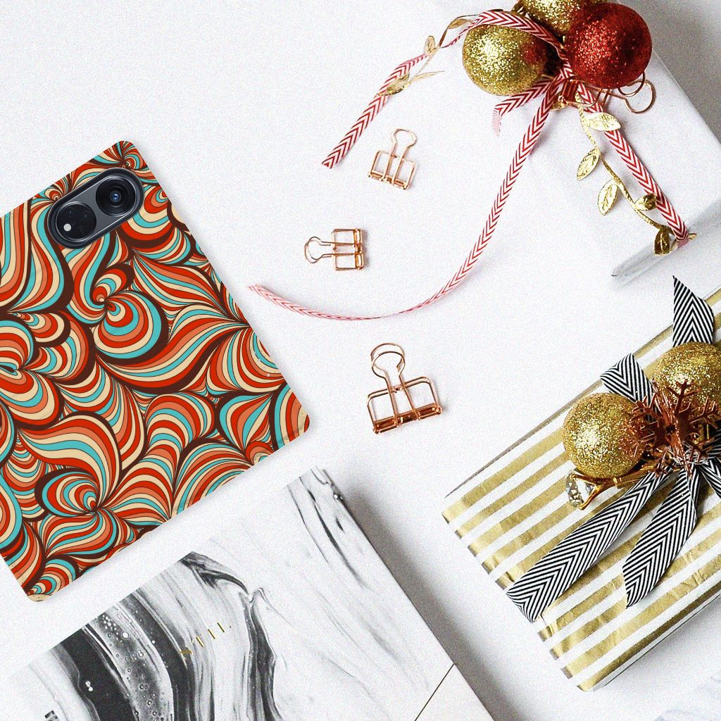 Kleurrijke OPPO Reno8 T 5G Bookcase Retro, perfect cadeau voor bescherming en duurzaamheid. 🎁