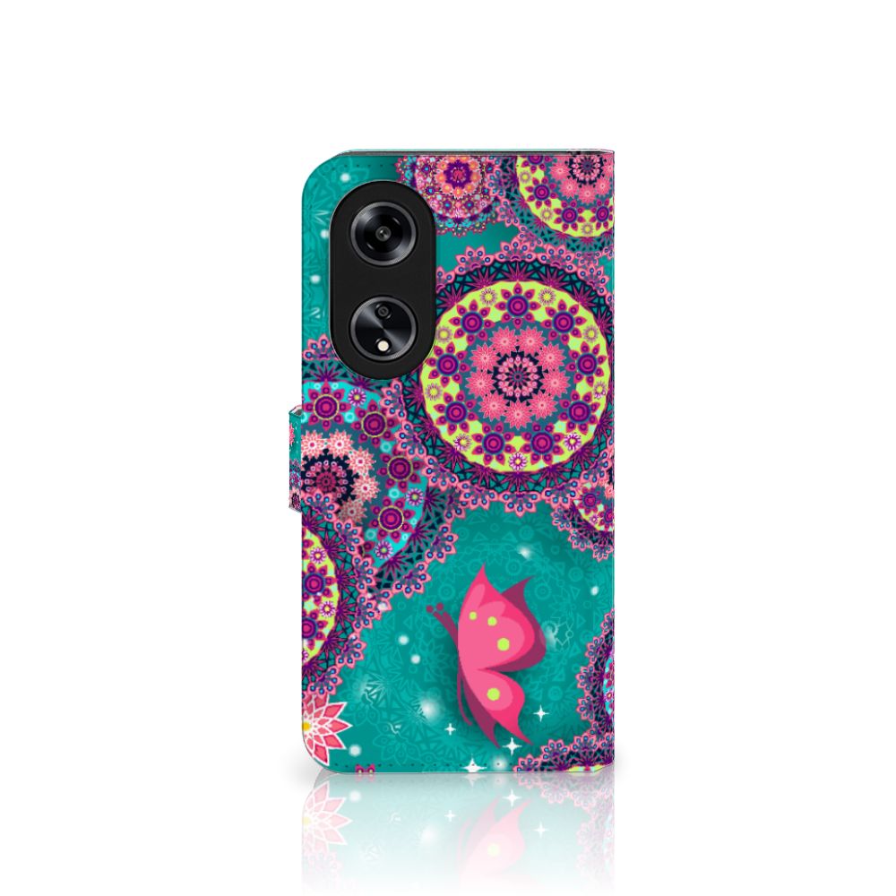 OPPO Reno8 T 5G Hoesje Cirkels en Vlinders bookcase design mandala vlinders aanzicht