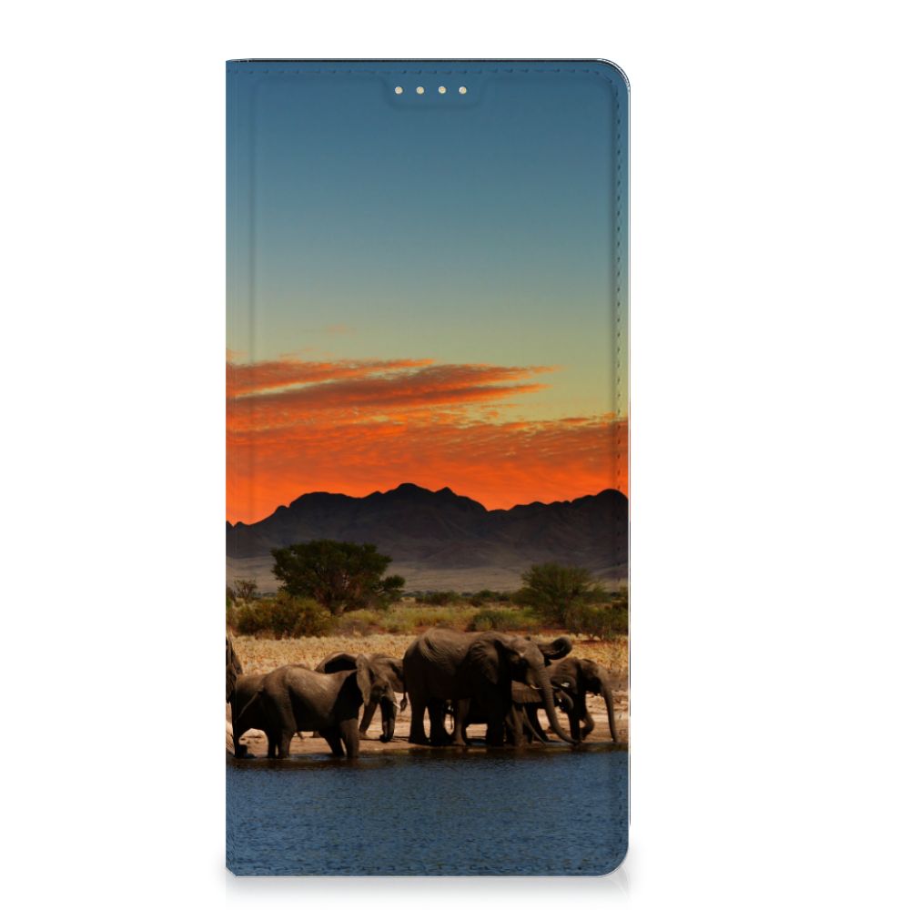 OPPO Reno8 T 5G Hoesje maken Olifanten met olifantenprint bij zonsondergang 🌅