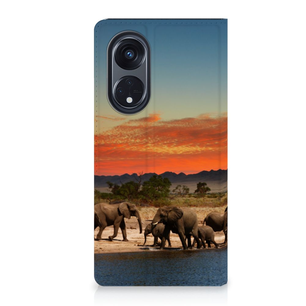 OPPO Reno8 T 5G Hoesje maken Olifanten met prachtige olifantenprint en perfecte bescherming voor je smartphone.