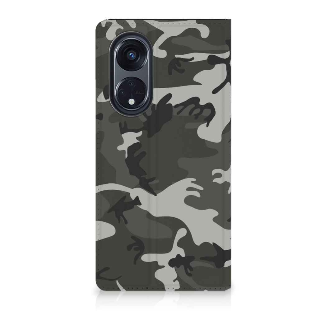 OPPO Reno8 T 5G Hoesje met Magneet Army Light camouflage design voorkant