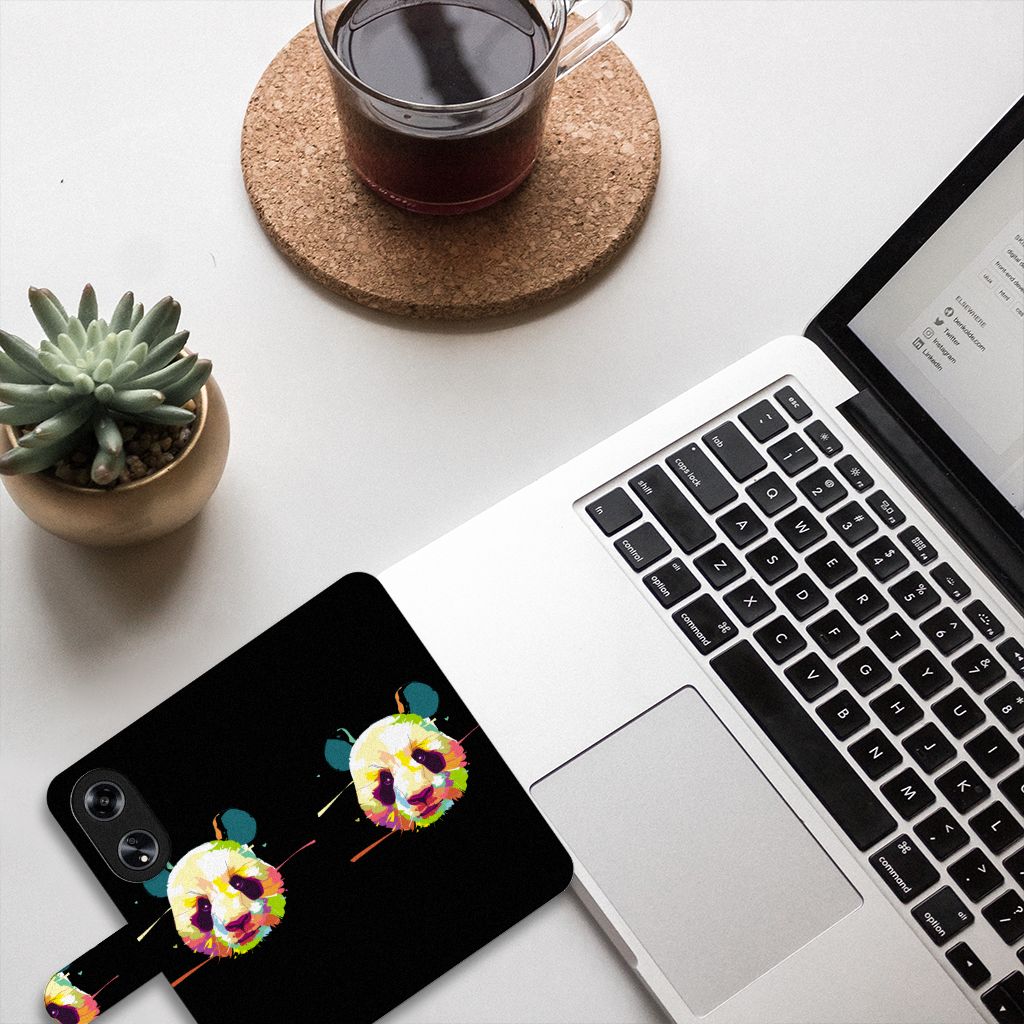 OPPO Reno8 T 5G Leuk Hoesje Panda Color design panda aanzicht