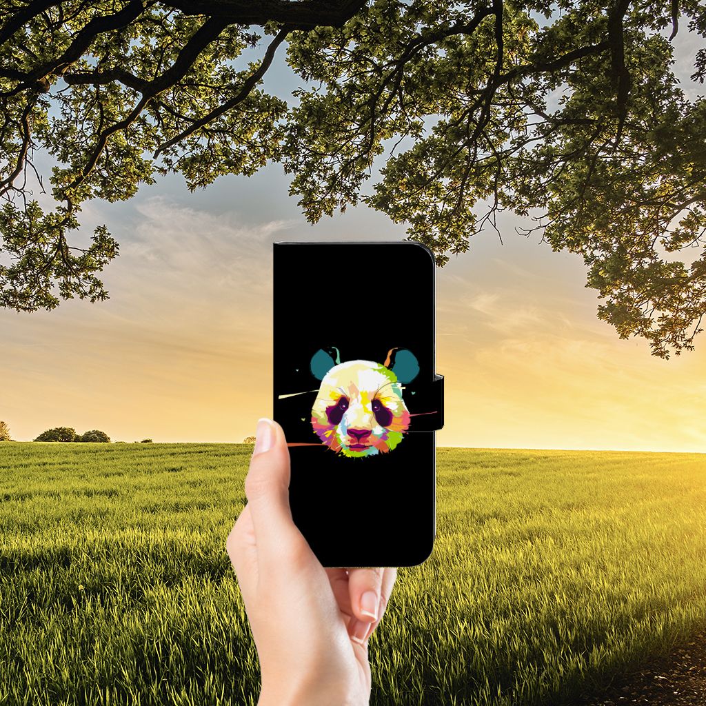 OPPO Reno8 T 5G Leuk Hoesje Panda Color boekhoesje kleurrijke panda aanzicht