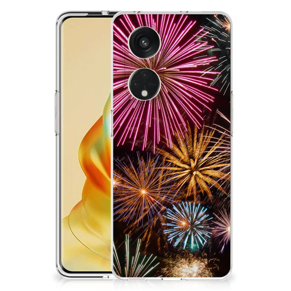 OPPO Reno8 T 5G Silicone Back Cover Vuurwerk siervuurwerk print kleurrijk achterkant