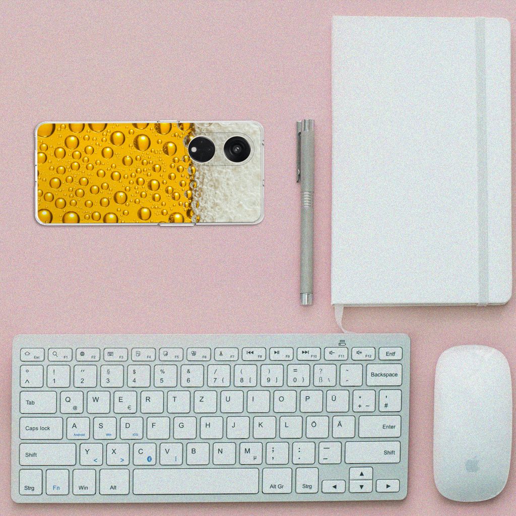 OPPO Reno8 T 5G Siliconen Case Bier bierprint bovenaanzicht