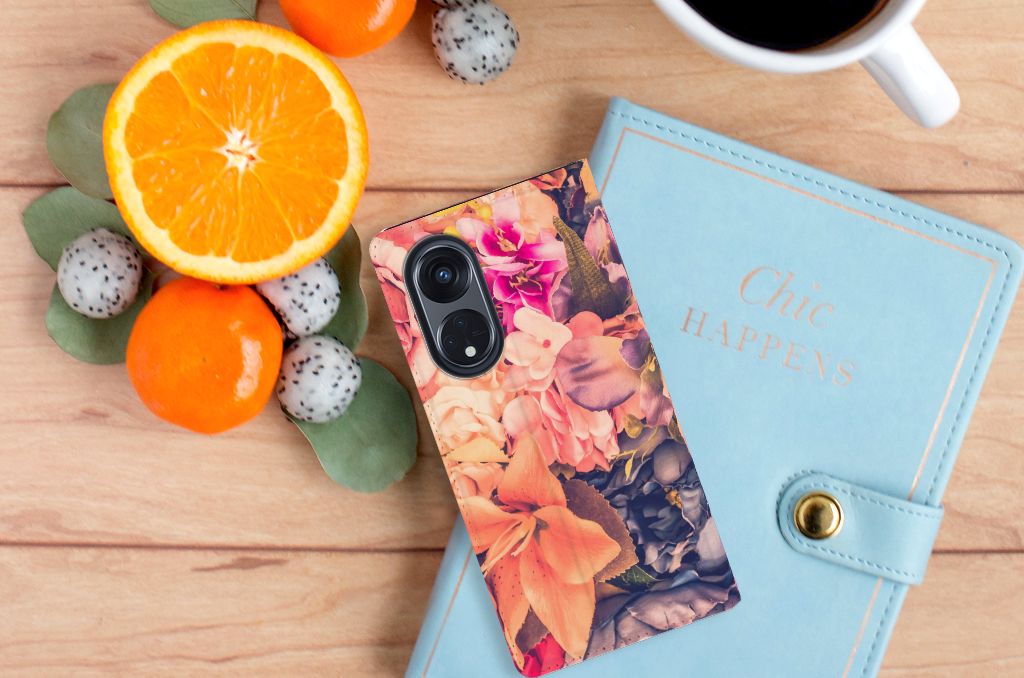 OPPO Reno8 T 5G Smart Cover Bosje Bloemen smartphone bloemen design bovenaanzicht