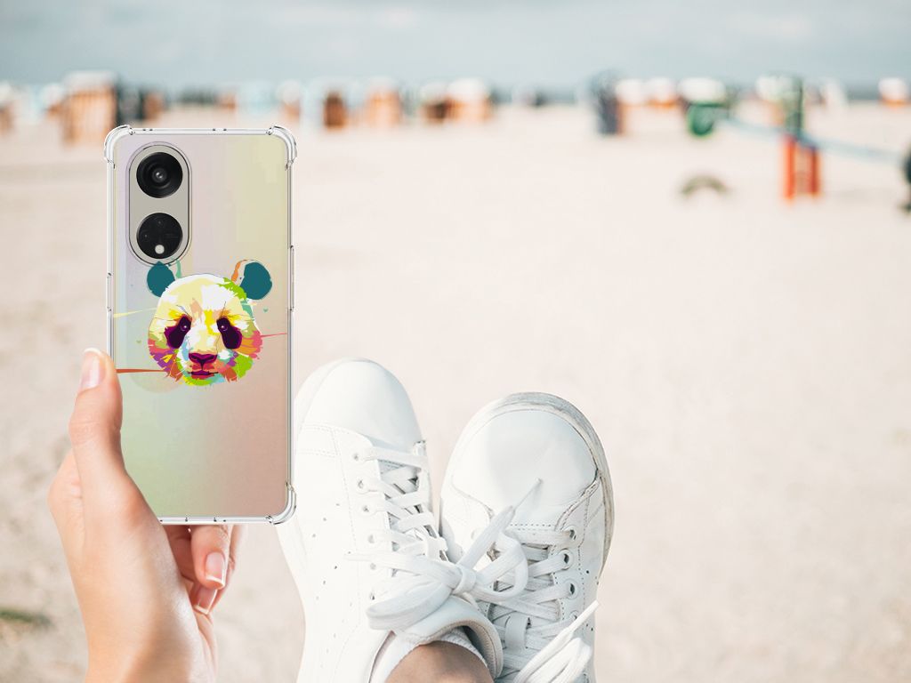 OPPO Reno8 T 5G Stevig Bumper Hoesje Panda Color telefoonhoesje panda design hand strand