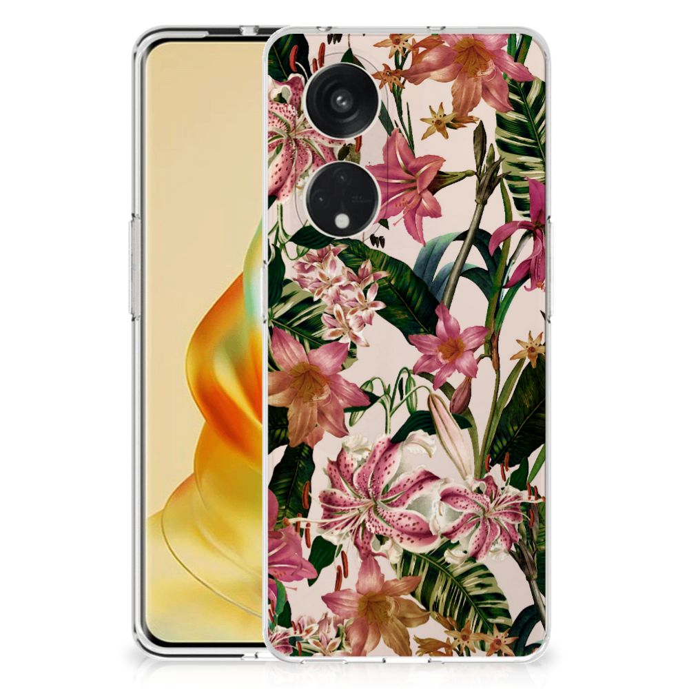 OPPO Reno8 T 5G TPU Case Flowers bloemen design achteraanzicht