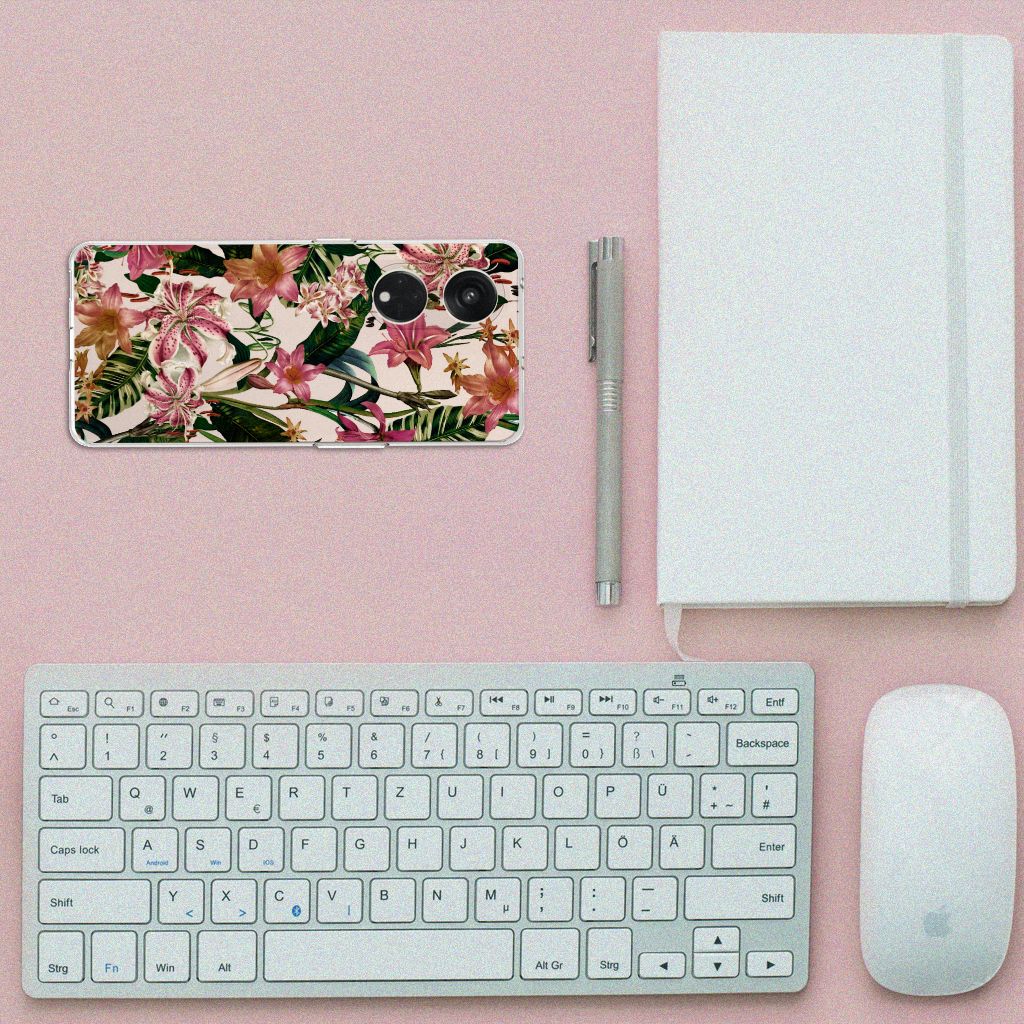 OPPO Reno8 T 5G TPU Case Flowers bloemen design bovenaanzicht