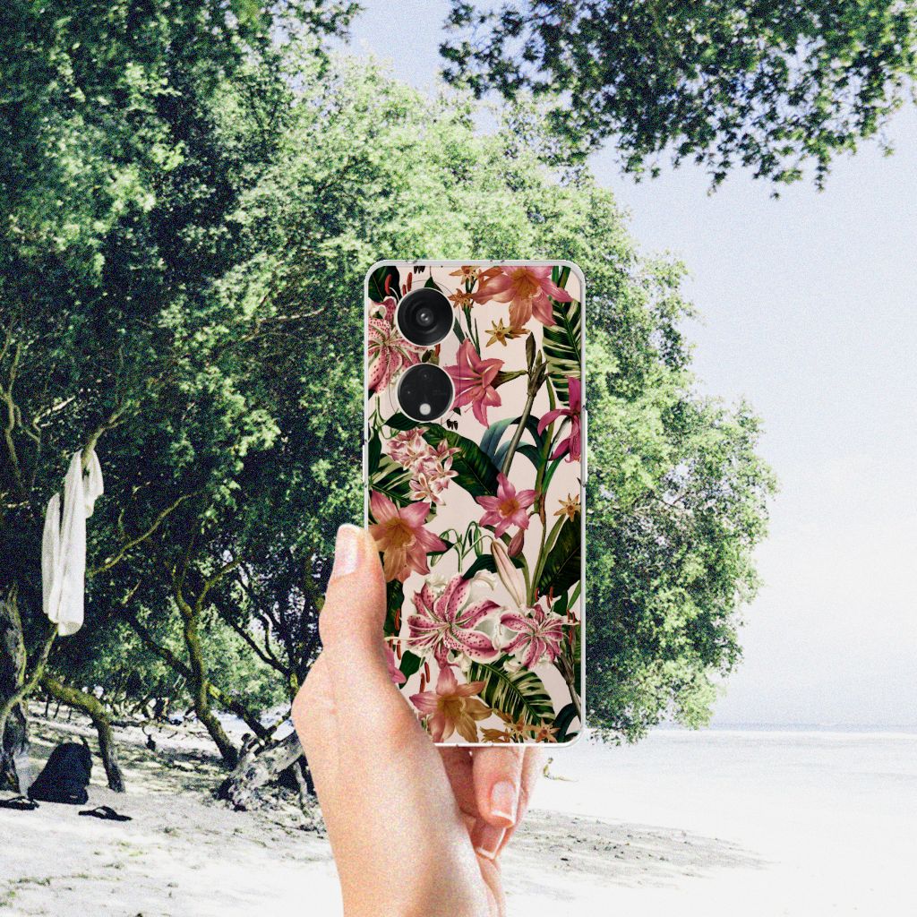 OPPO Reno8 T 5G TPU Case Flowers Flowers design hand bescheiden strand