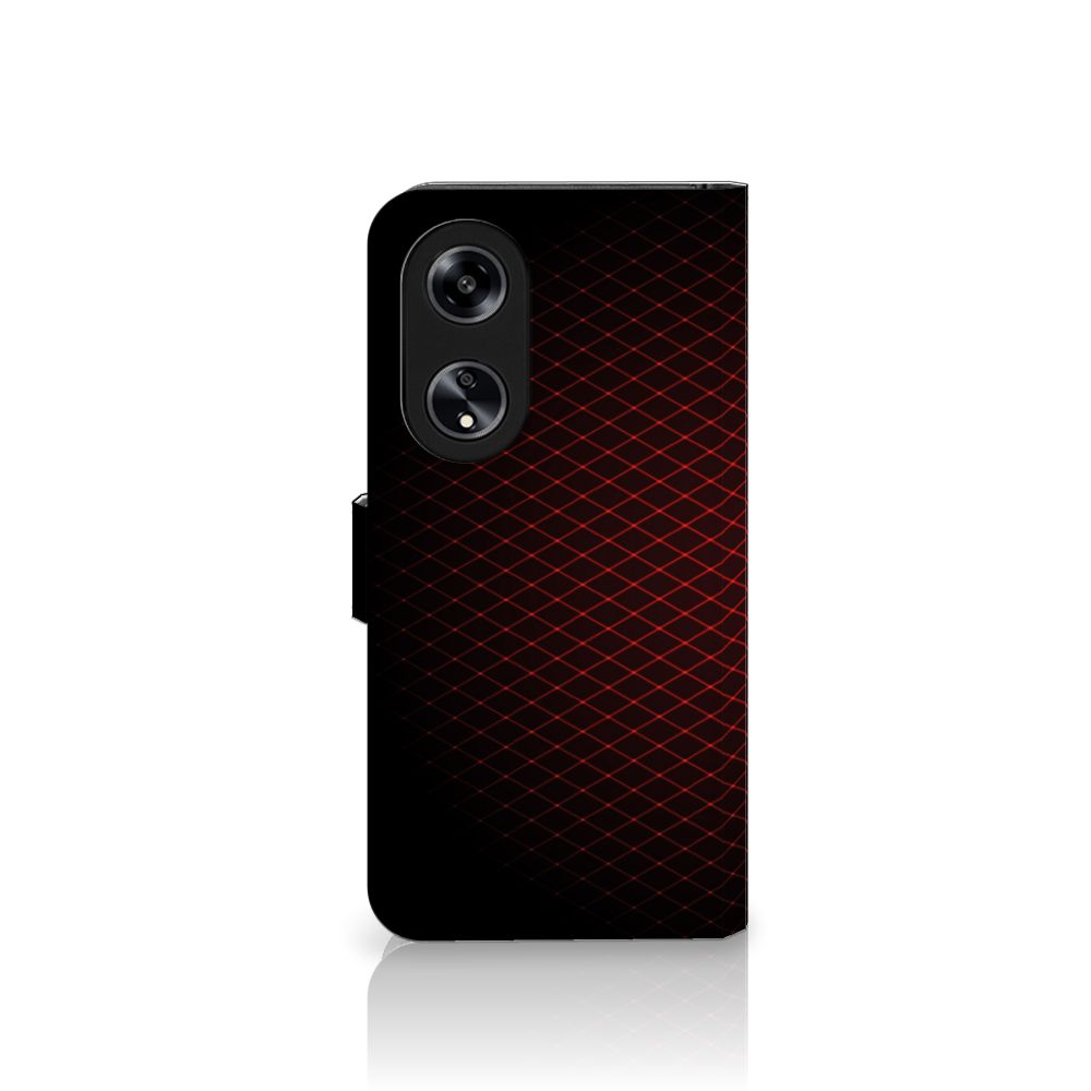 OPPO Reno8 T 5G Telefoon Hoesje Geruit Rood met een minimalistisch design en ruimte voor 3 pasjes.
