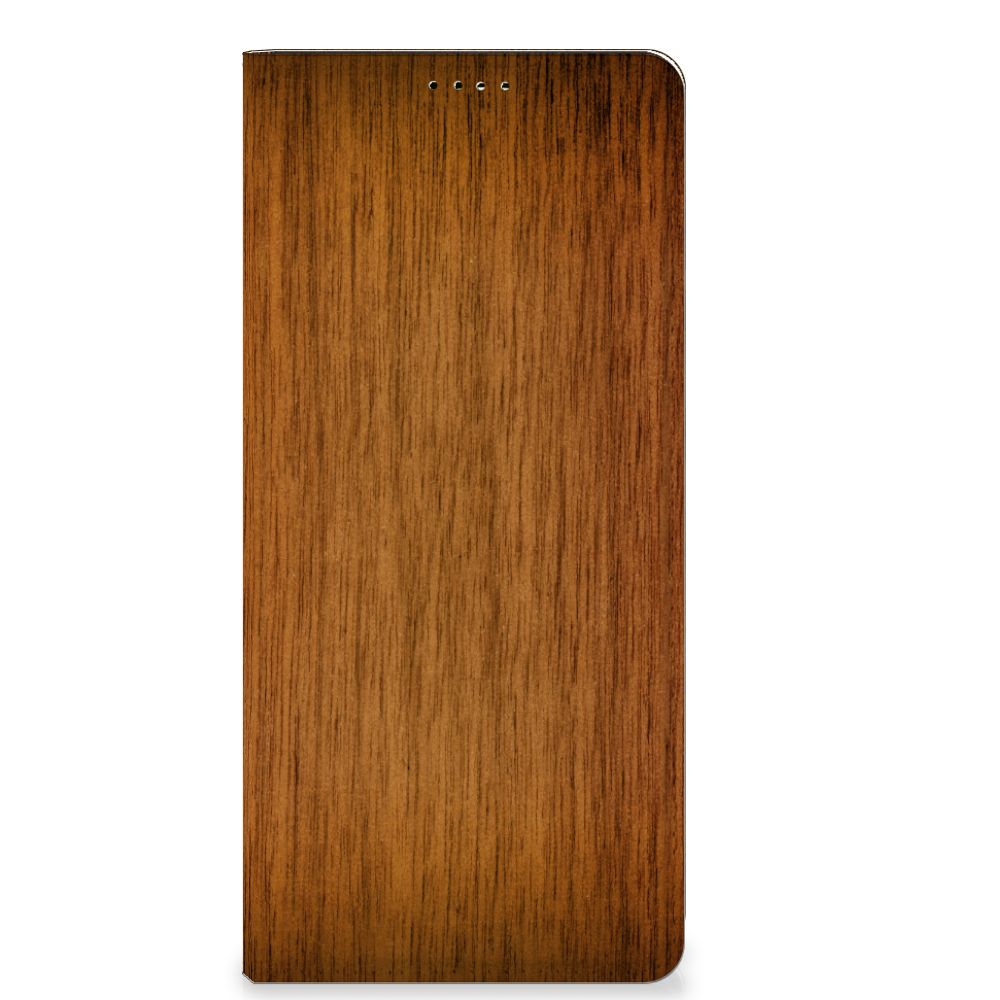 OPPO X6 Pro Book Wallet Case Donker Hout hoesje donker hout aanzicht