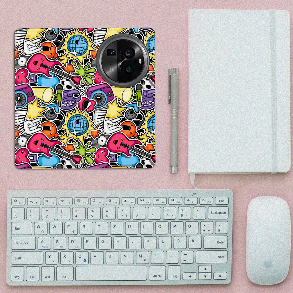 OPPO X6 Pro Hippe Standcase Punk Rock met kleurrijk design, perfect als cadeau voor gebruiksgemak en bescherming.